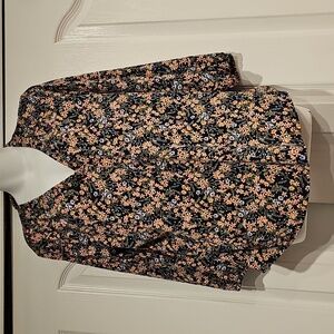 Vince Camuto Dark Navy Floral Blouse Sz M Like New